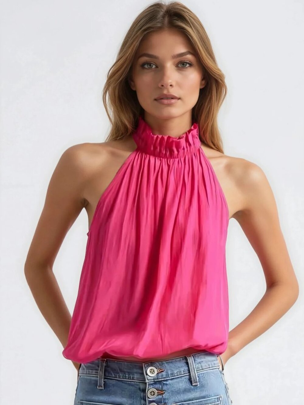 Ramy Brook Rowan ​Halter-Neck Sleeveless Top - Pink Petunia